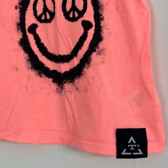Trilogy Pink Peace Smiley Face Tank Top  Size 18 Months Pink & Black - Picture 3 of 5